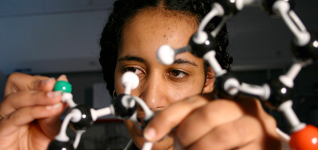 student in lab