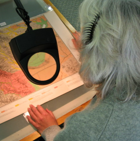 Using magnifying glass and light table