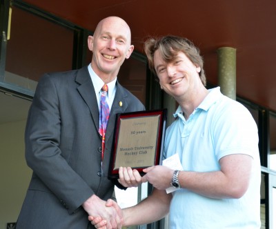 Director of Monash Sport, Martin Doulton, with Club President Trenton Milner