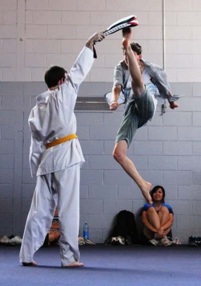 Students from the Martial Arts club performing at Clayton campus