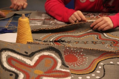 The cloak being constructed during workshops in Prato