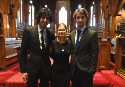 Debating team, Monash 1, (l to r) Kiran Iyer, Madeline Schultz and Chris Bisset, have taken out the Australasian championships