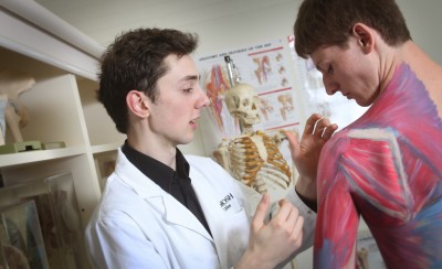 Clayton students Benjamin Laver and Robert Springer taking part in Open Day activities.