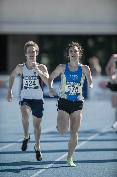 Matthew (right) running the national 800m in 2012